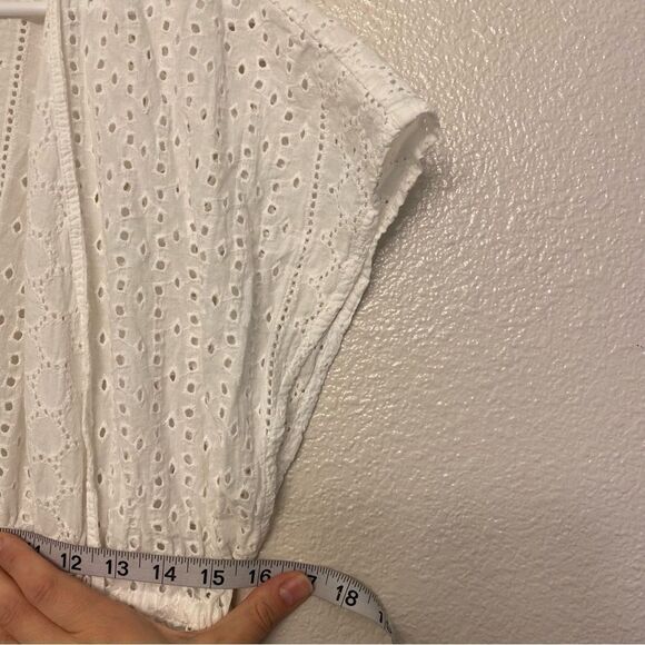 Kona Sol Cotton white Eyelet open front swimsuit coastal beachy Cover Up S/M - Picture 9 of 13